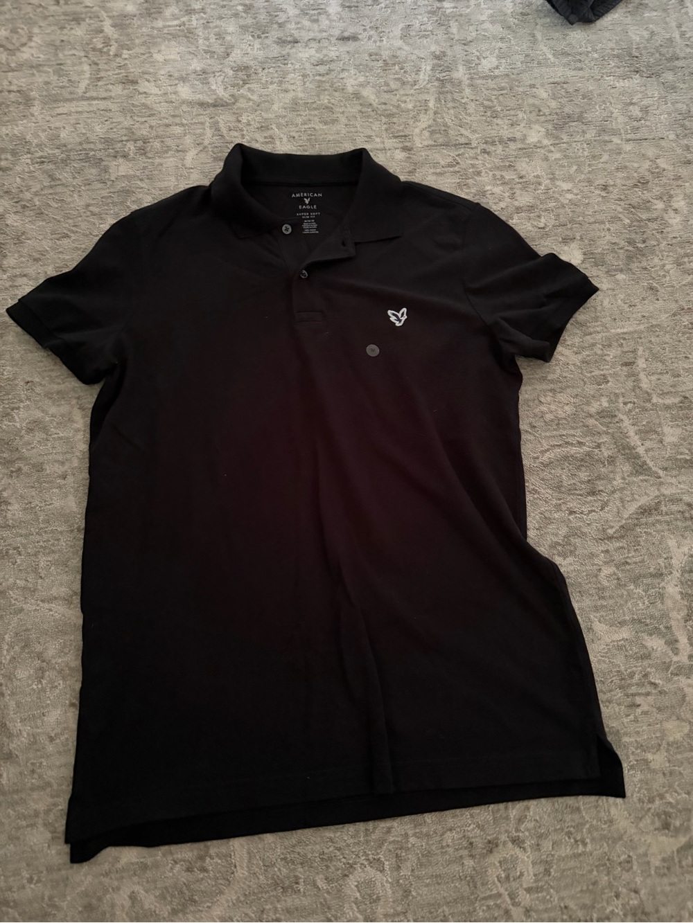 American Eagle Outfitters Black Polo with Embroidered Logo